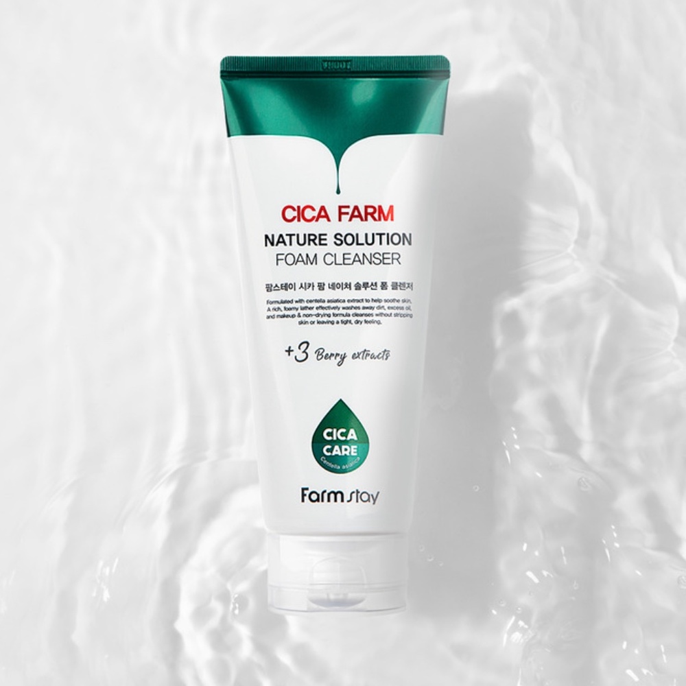 New Korean FARMSTAY Cica Farm Nature Solution Foam Cleanser K-Beauty 180ml